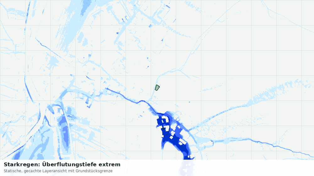 Statische Kartenansicht: Starkregen: Überflutungstiefe extrem