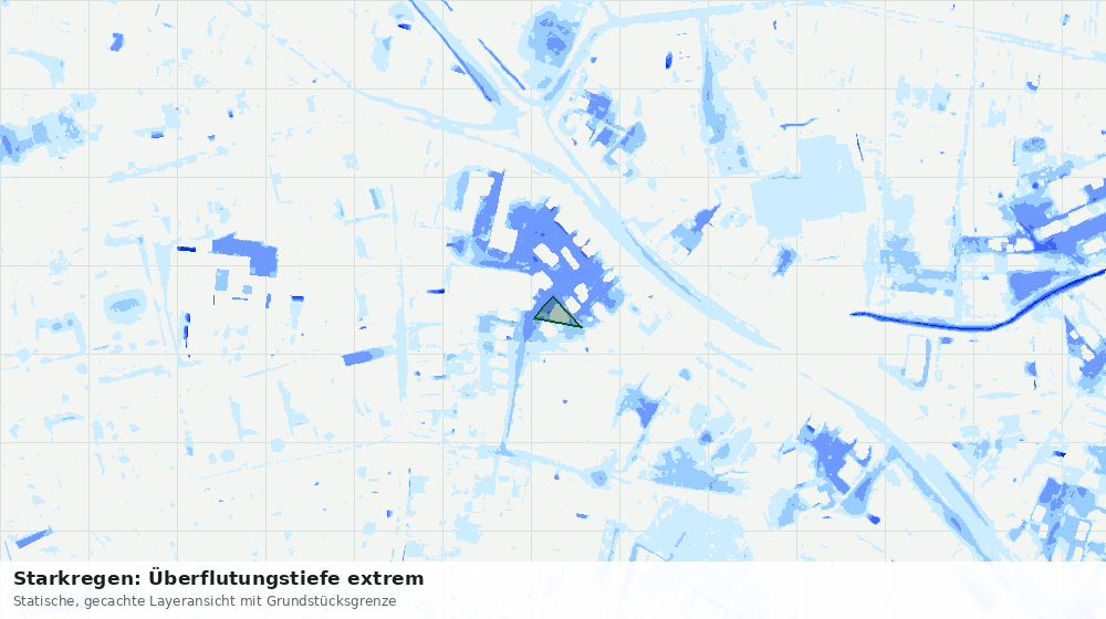 Statische Kartenansicht: Starkregen: Überflutungstiefe extrem