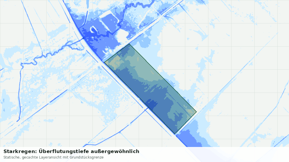 Statische Kartenansicht: Starkregen: Überflutungstiefe außergewöhnlich