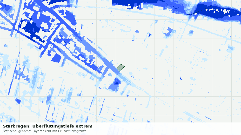 Statische Kartenansicht: Starkregen: Überflutungstiefe extrem