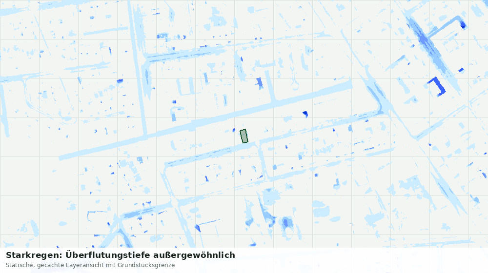 Statische Kartenansicht: Starkregen: Überflutungstiefe außergewöhnlich