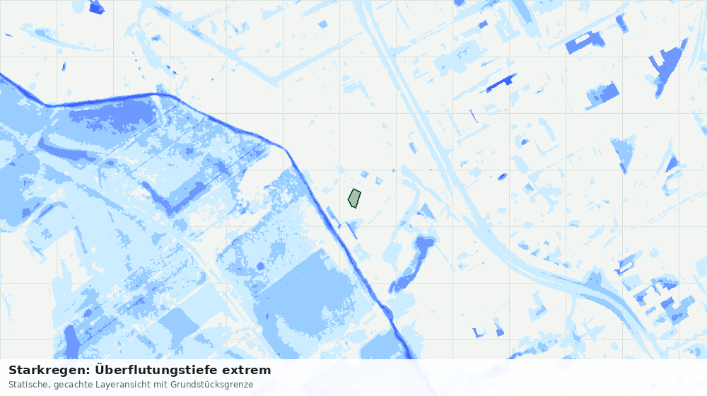 Statische Kartenansicht: Starkregen: Überflutungstiefe extrem