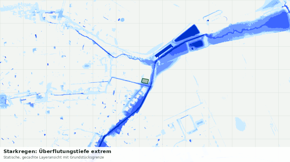 Statische Kartenansicht: Starkregen: Überflutungstiefe extrem