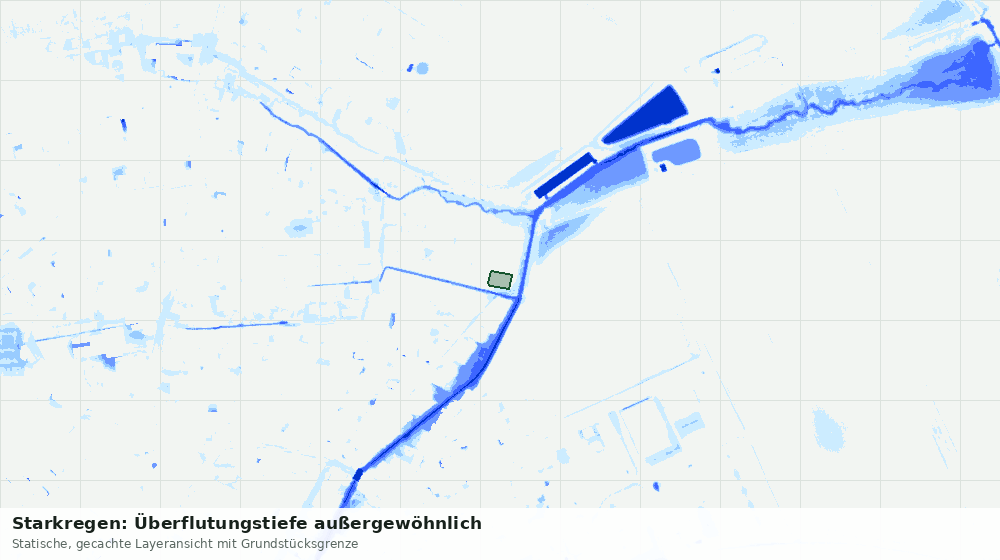 Statische Kartenansicht: Starkregen: Überflutungstiefe außergewöhnlich