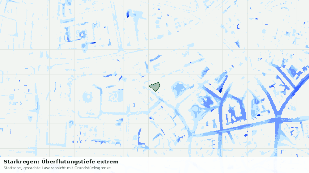 Statische Kartenansicht: Starkregen: Überflutungstiefe extrem