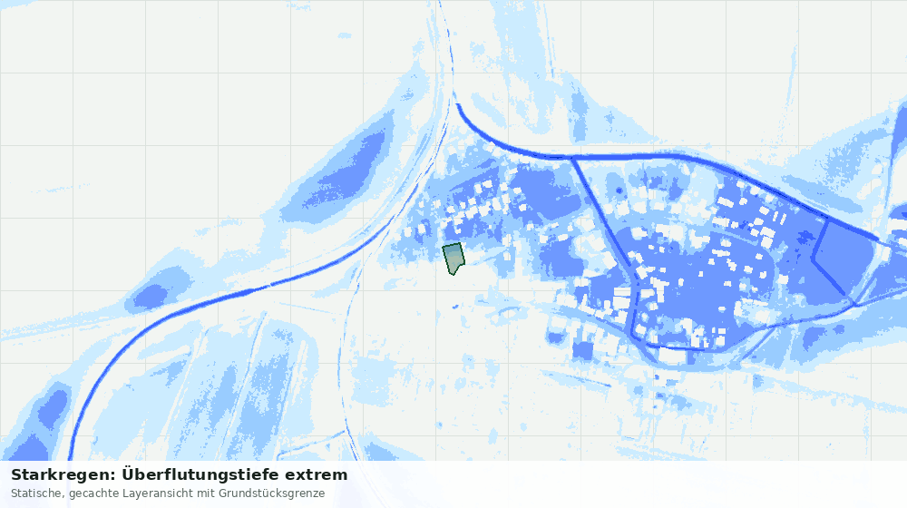 Statische Kartenansicht: Starkregen: Überflutungstiefe extrem