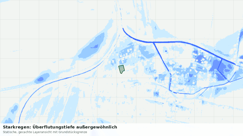 Statische Kartenansicht: Starkregen: Überflutungstiefe außergewöhnlich