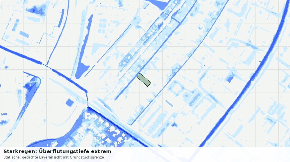 Statische Kartenansicht: Starkregen: Überflutungstiefe extrem