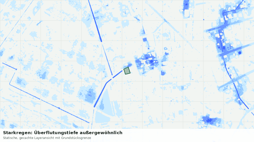 Statische Kartenansicht: Starkregen: Überflutungstiefe außergewöhnlich