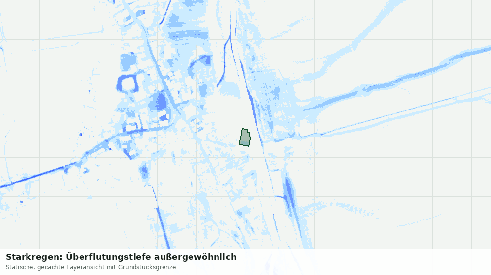 Statische Kartenansicht: Starkregen: Überflutungstiefe außergewöhnlich