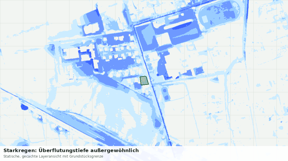 Statische Kartenansicht: Starkregen: Überflutungstiefe außergewöhnlich