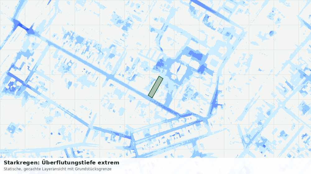 Statische Kartenansicht: Starkregen: Überflutungstiefe extrem