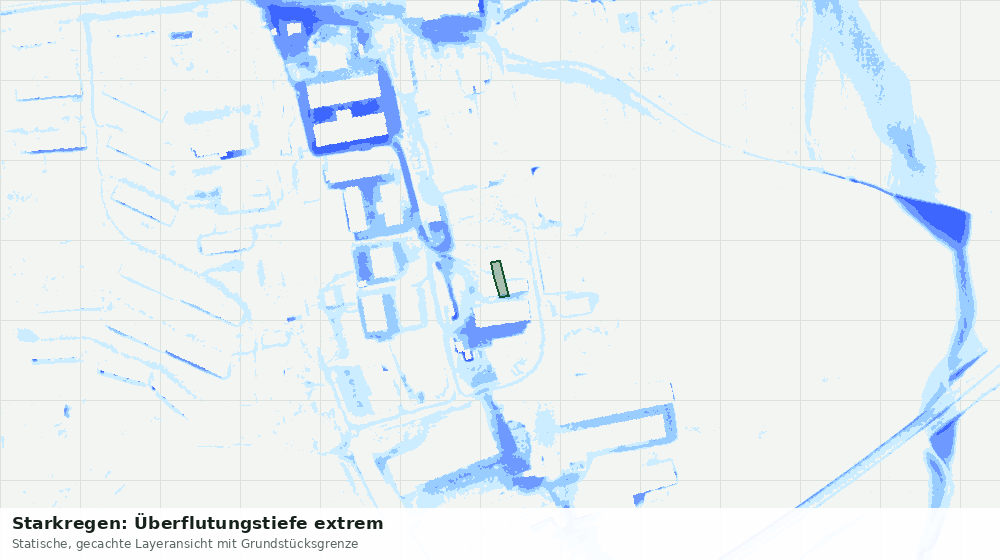 Statische Kartenansicht: Starkregen: Überflutungstiefe extrem