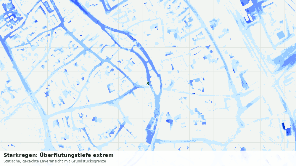 Statische Kartenansicht: Starkregen: Überflutungstiefe extrem