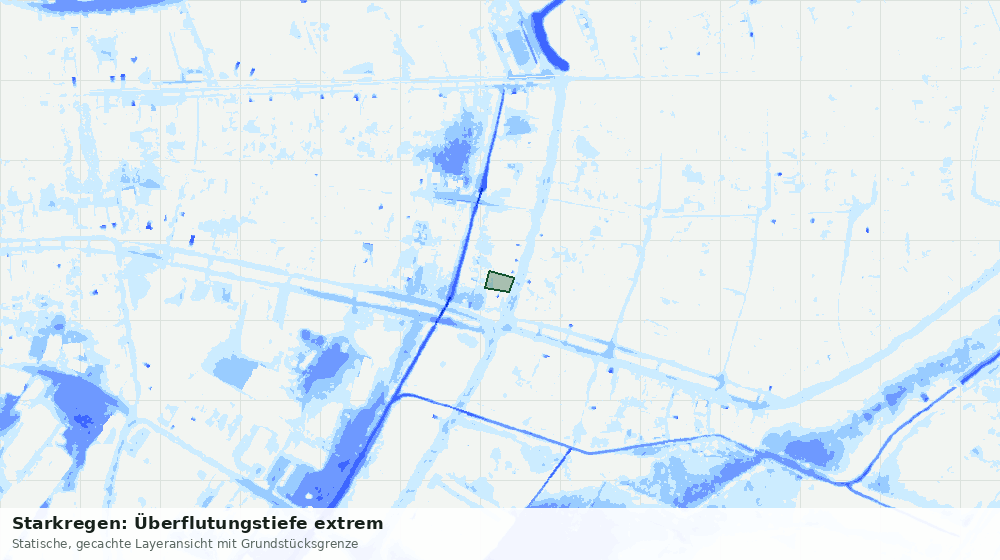 Statische Kartenansicht: Starkregen: Überflutungstiefe extrem