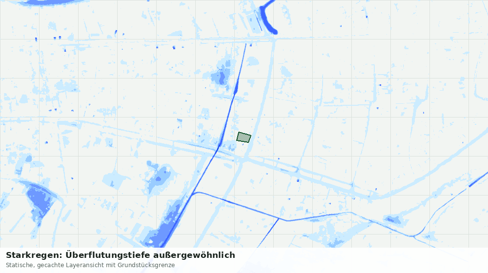 Statische Kartenansicht: Starkregen: Überflutungstiefe außergewöhnlich