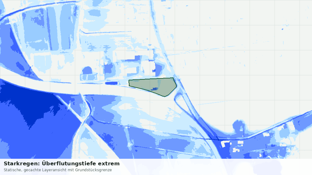 Statische Kartenansicht: Starkregen: Überflutungstiefe extrem