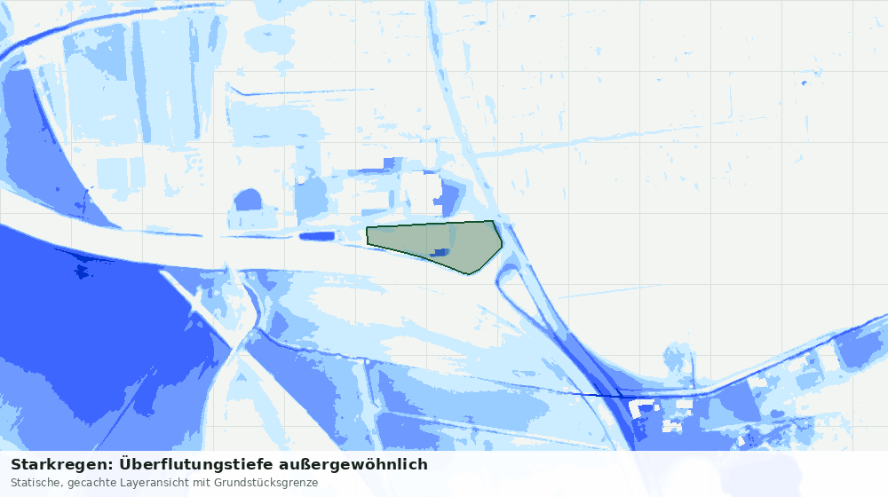 Statische Kartenansicht: Starkregen: Überflutungstiefe außergewöhnlich
