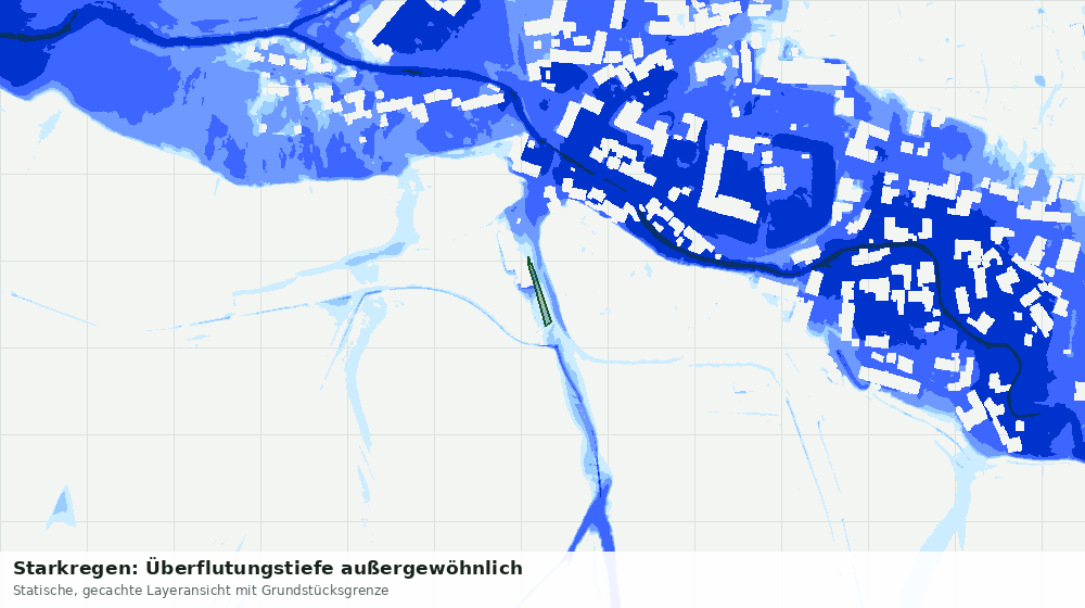 Statische Kartenansicht: Starkregen: Überflutungstiefe außergewöhnlich