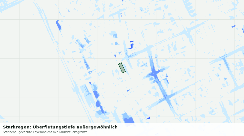 Statische Kartenansicht: Starkregen: Überflutungstiefe außergewöhnlich