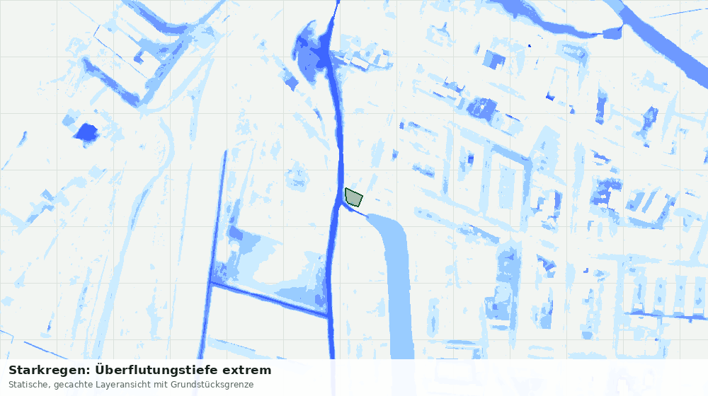 Statische Kartenansicht: Starkregen: Überflutungstiefe extrem