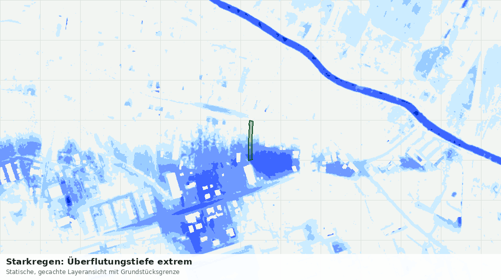 Statische Kartenansicht: Starkregen: Überflutungstiefe extrem