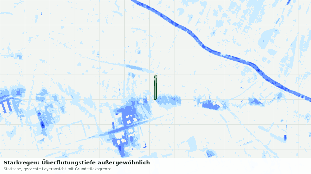 Statische Kartenansicht: Starkregen: Überflutungstiefe außergewöhnlich