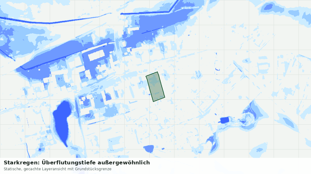 Statische Kartenansicht: Starkregen: Überflutungstiefe außergewöhnlich