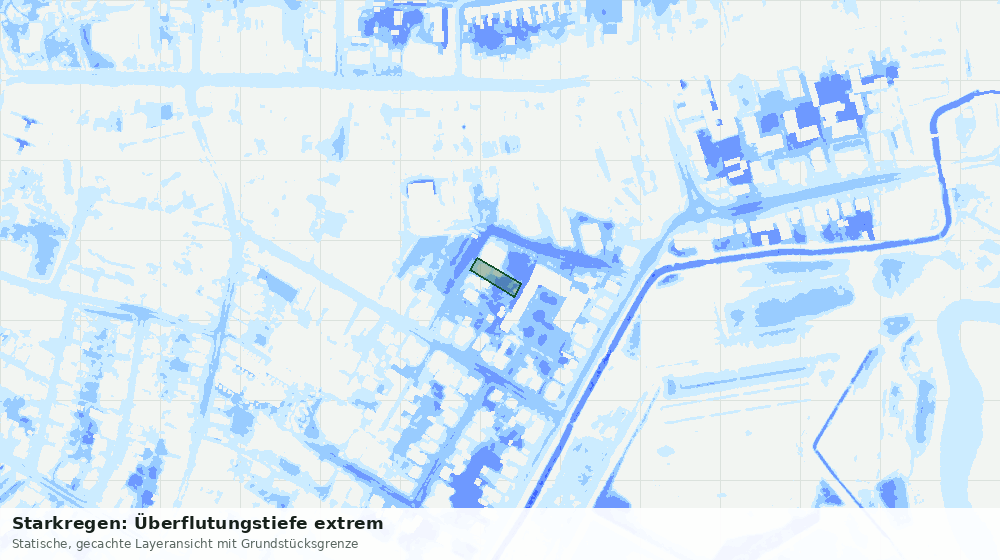 Statische Kartenansicht: Starkregen: Überflutungstiefe extrem