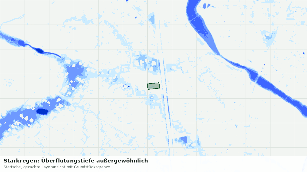 Statische Kartenansicht: Starkregen: Überflutungstiefe außergewöhnlich