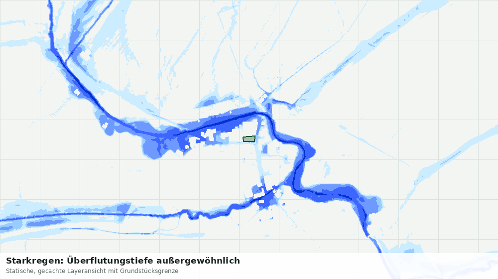 Statische Kartenansicht: Starkregen: Überflutungstiefe außergewöhnlich