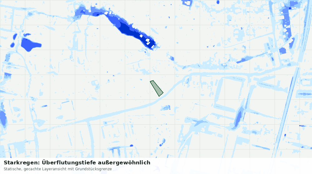 Statische Kartenansicht: Starkregen: Überflutungstiefe außergewöhnlich