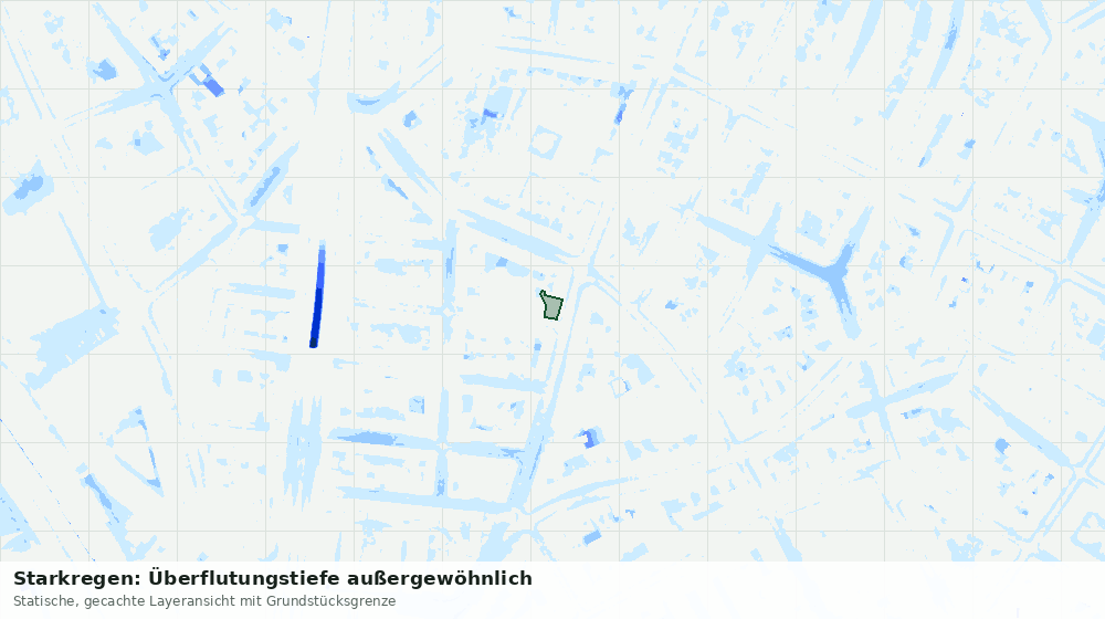 Statische Kartenansicht: Starkregen: Überflutungstiefe außergewöhnlich
