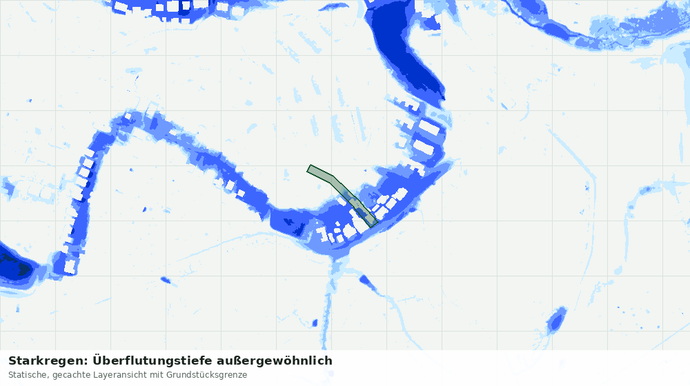 Statische Kartenansicht: Starkregen: Überflutungstiefe außergewöhnlich