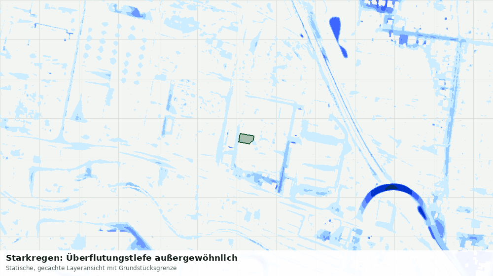 Statische Kartenansicht: Starkregen: Überflutungstiefe außergewöhnlich