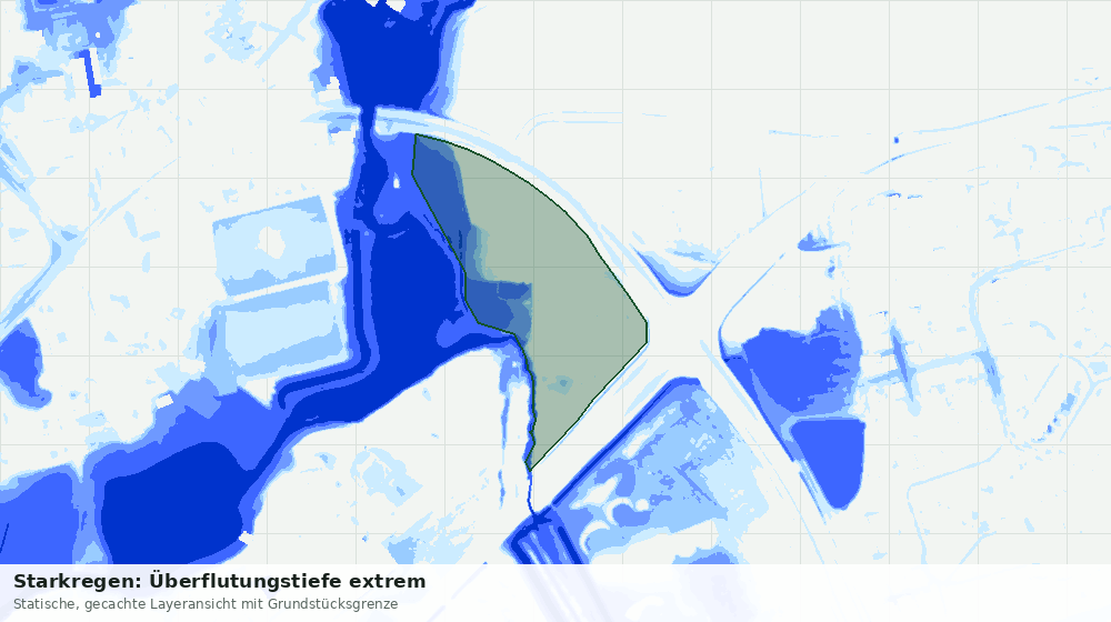 Statische Kartenansicht: Starkregen: Überflutungstiefe extrem