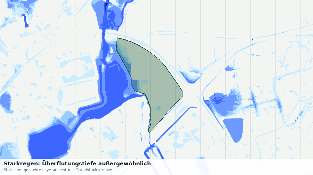 Statische Kartenansicht: Starkregen: Überflutungstiefe außergewöhnlich