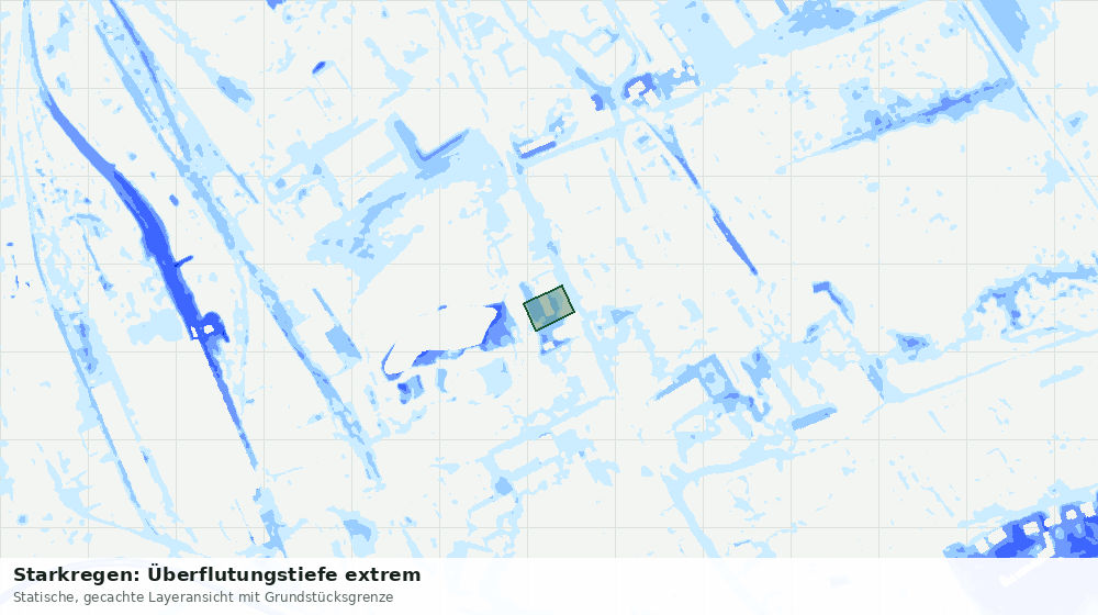 Statische Kartenansicht: Starkregen: Überflutungstiefe extrem