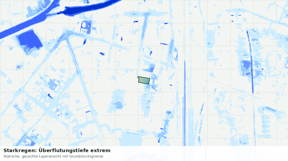 Statische Kartenansicht: Starkregen: Überflutungstiefe extrem