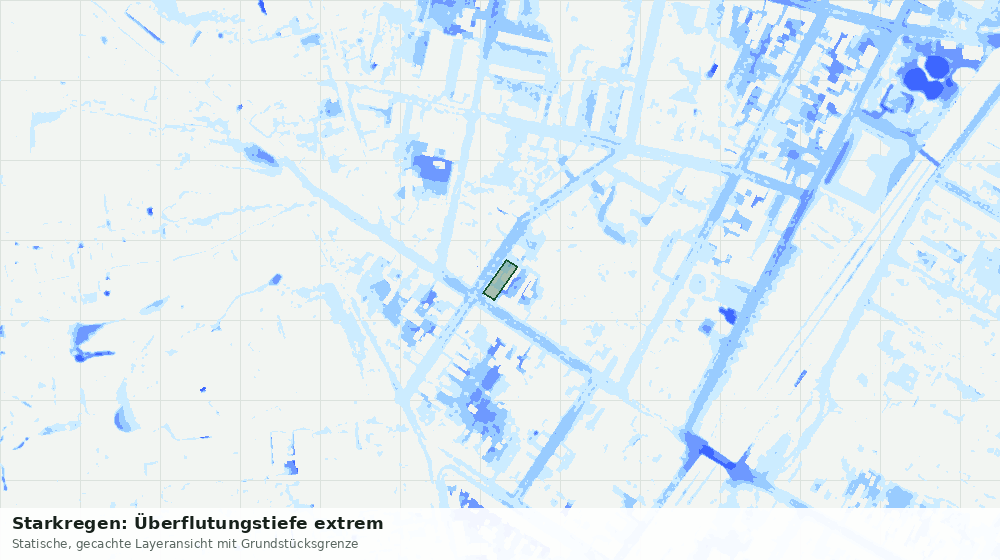 Statische Kartenansicht: Starkregen: Überflutungstiefe extrem