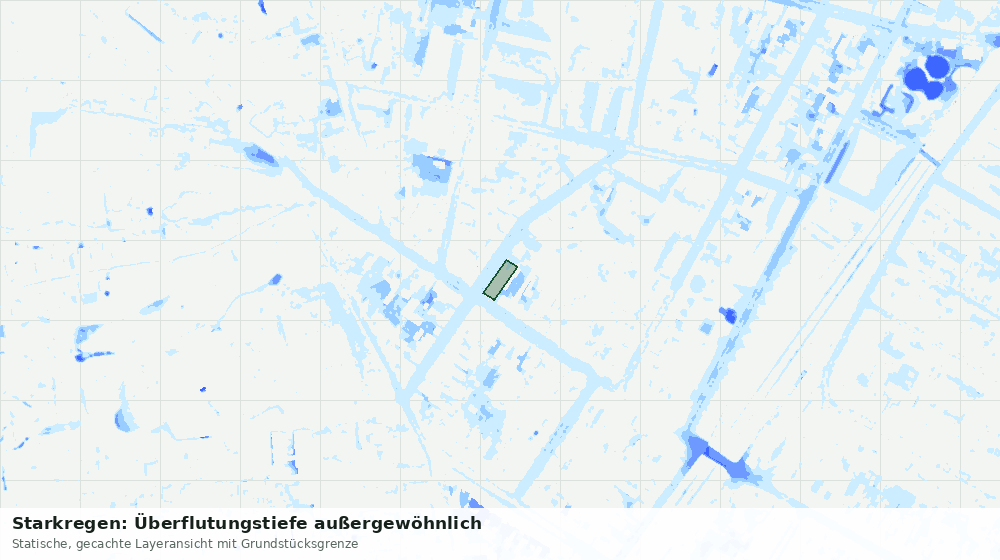 Statische Kartenansicht: Starkregen: Überflutungstiefe außergewöhnlich