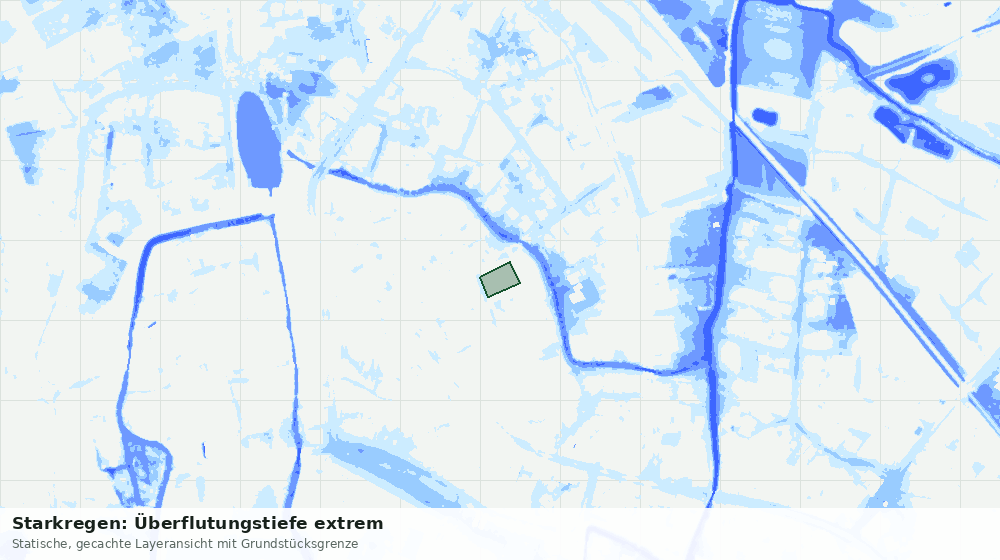 Statische Kartenansicht: Starkregen: Überflutungstiefe extrem