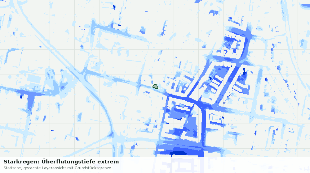 Statische Kartenansicht: Starkregen: Überflutungstiefe extrem