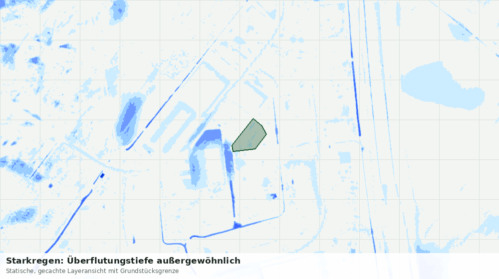 Statische Kartenansicht: Starkregen: Überflutungstiefe außergewöhnlich