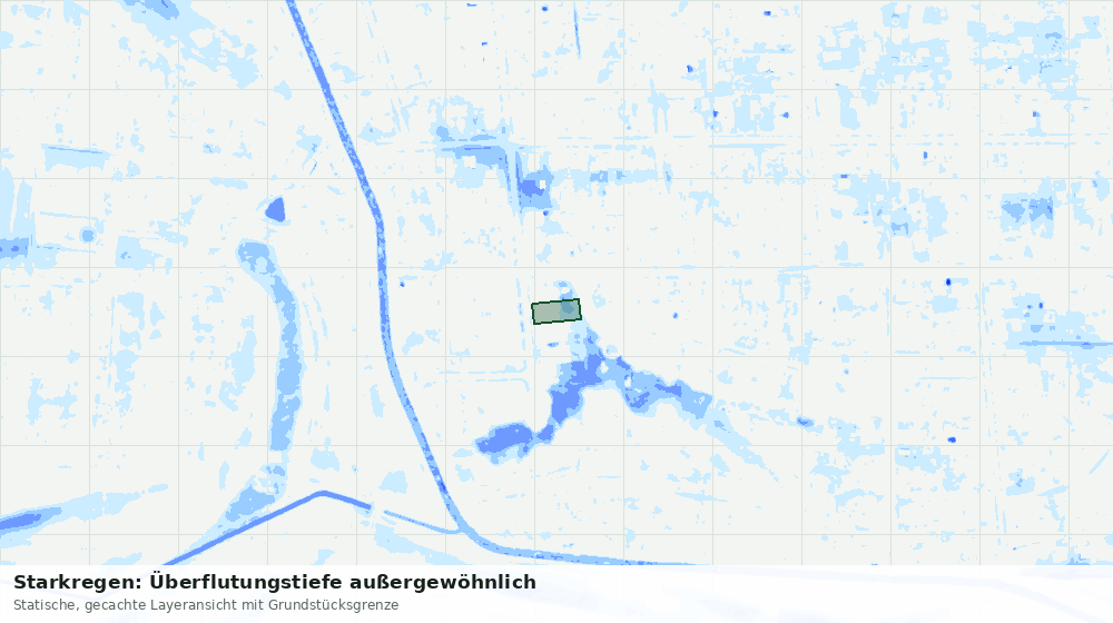 Statische Kartenansicht: Starkregen: Überflutungstiefe außergewöhnlich