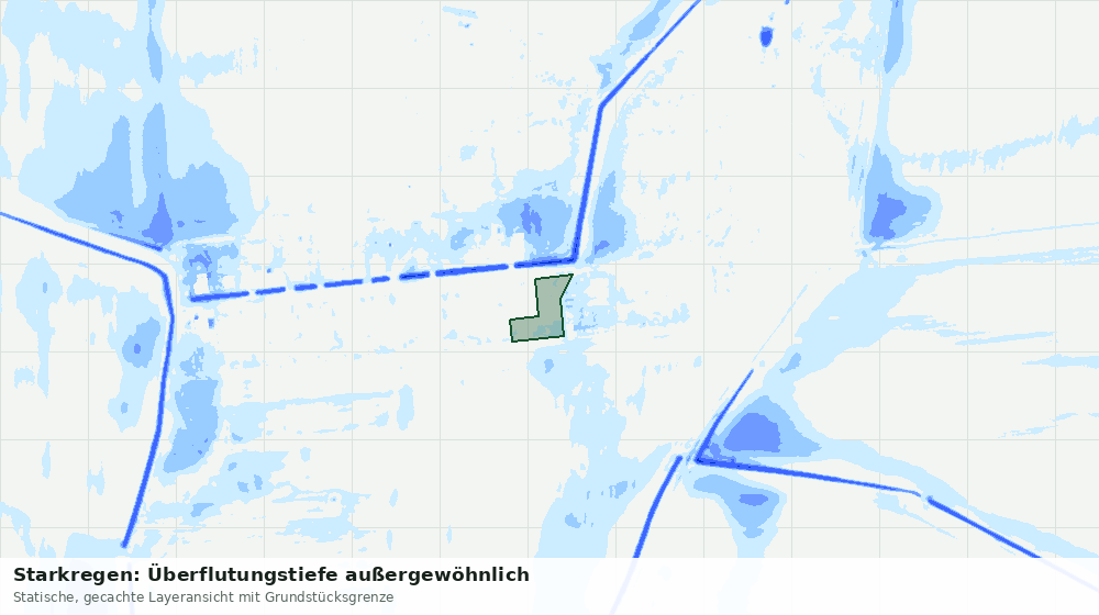 Statische Kartenansicht: Starkregen: Überflutungstiefe außergewöhnlich