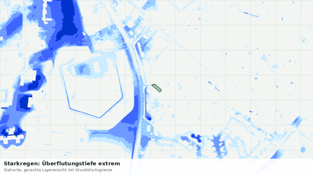 Statische Kartenansicht: Starkregen: Überflutungstiefe extrem