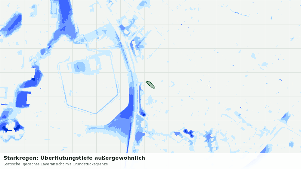 Statische Kartenansicht: Starkregen: Überflutungstiefe außergewöhnlich