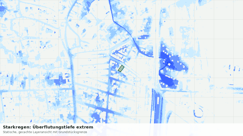 Statische Kartenansicht: Starkregen: Überflutungstiefe extrem