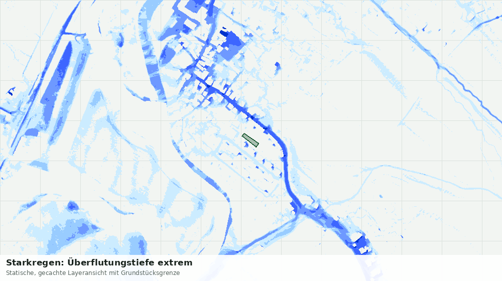 Statische Kartenansicht: Starkregen: Überflutungstiefe extrem